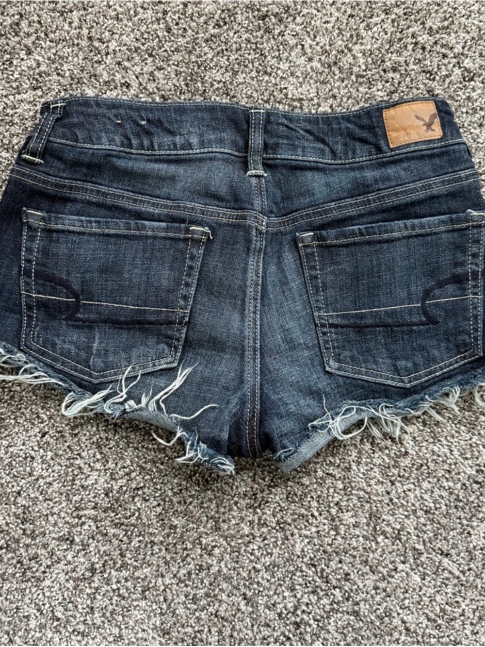 American Eagle Outfitters Dark Wash Frayed Denim Shorts